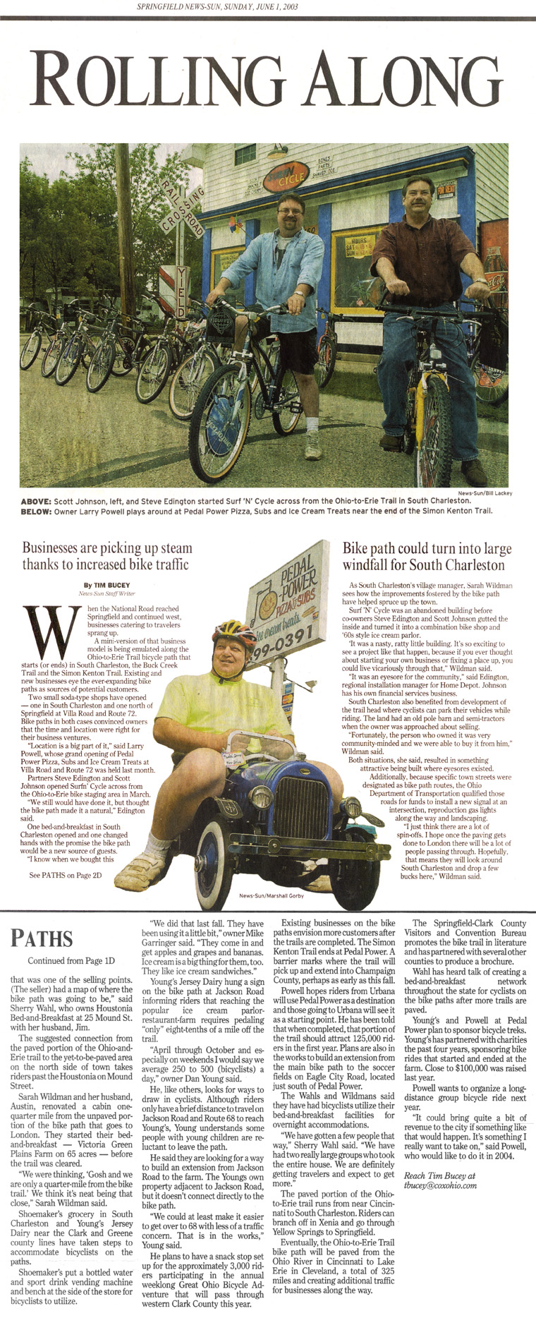 06-01-03 - Springfield News-Sun article: Rolling Along