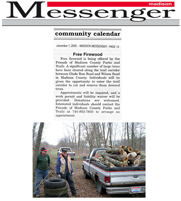 12-01-03 - Madison Messenger article: Free Firewood