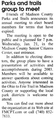 01-07-04 - Madison Press article:  Annual membership meeting announced