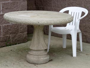 Concrete patio table donated by Marie & Bill Bechtel