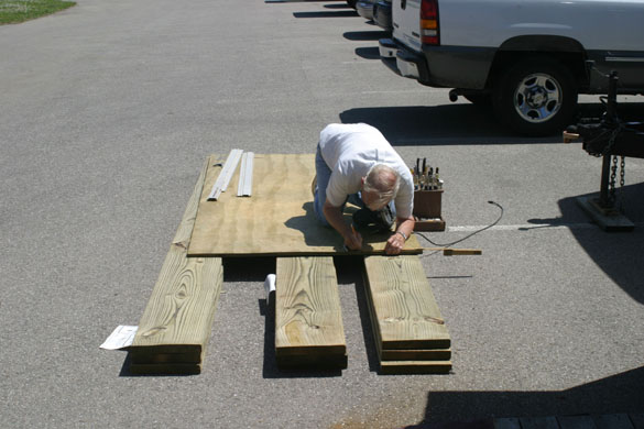 05-24-04 FMCPT member Gene Pass begins pre-construction work on the footbridge