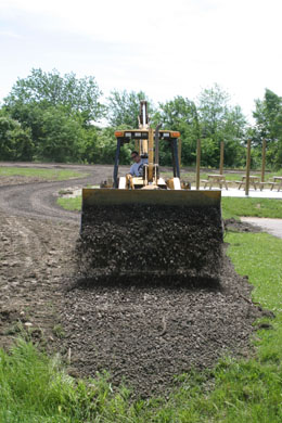 05-25-04 Ballast has been laid for the trail spur at the London trailhead shelter area