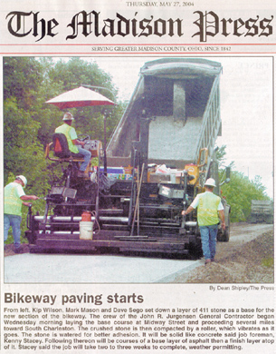 05-27-04 - Madison Press article:  Bikeway paving starts