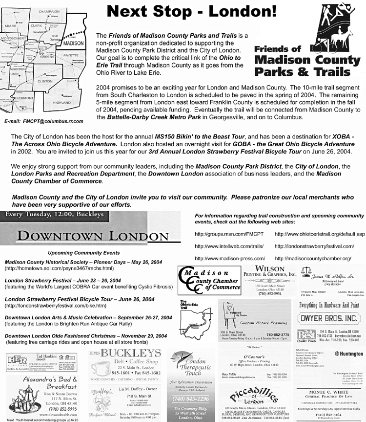 Full-page advertisement by the Friends of Madison County Parks and Trails