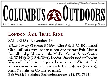 10-02-04 - Columbus Outdoor Pursuits London Trail Ride on Saturday, November 13