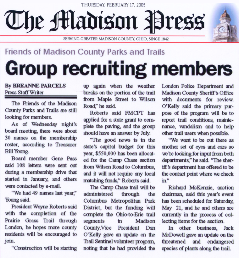 02-17-05 - Madison Press article: Group recruiting members