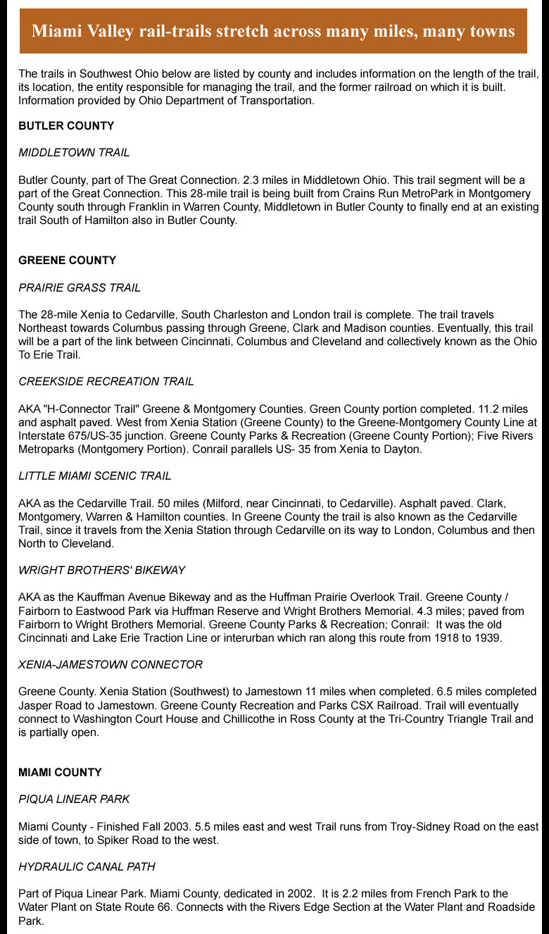 06-01-05 - Dayton City Paper article: Rail Trails - Miami Valley Webmaster Scores 577,000 Hits By Showing Public Where to Find Rail Trails