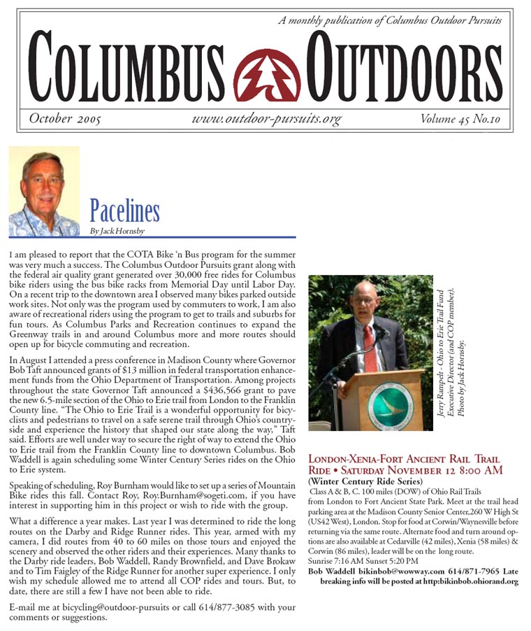 10-01-05 - Monthly newsletter released by Columbus Outdoor Pursuits