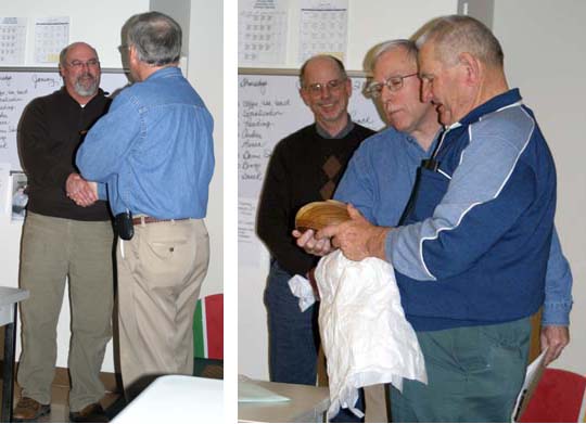 Left:  Auctioneer Tim Beathard receives recognition.