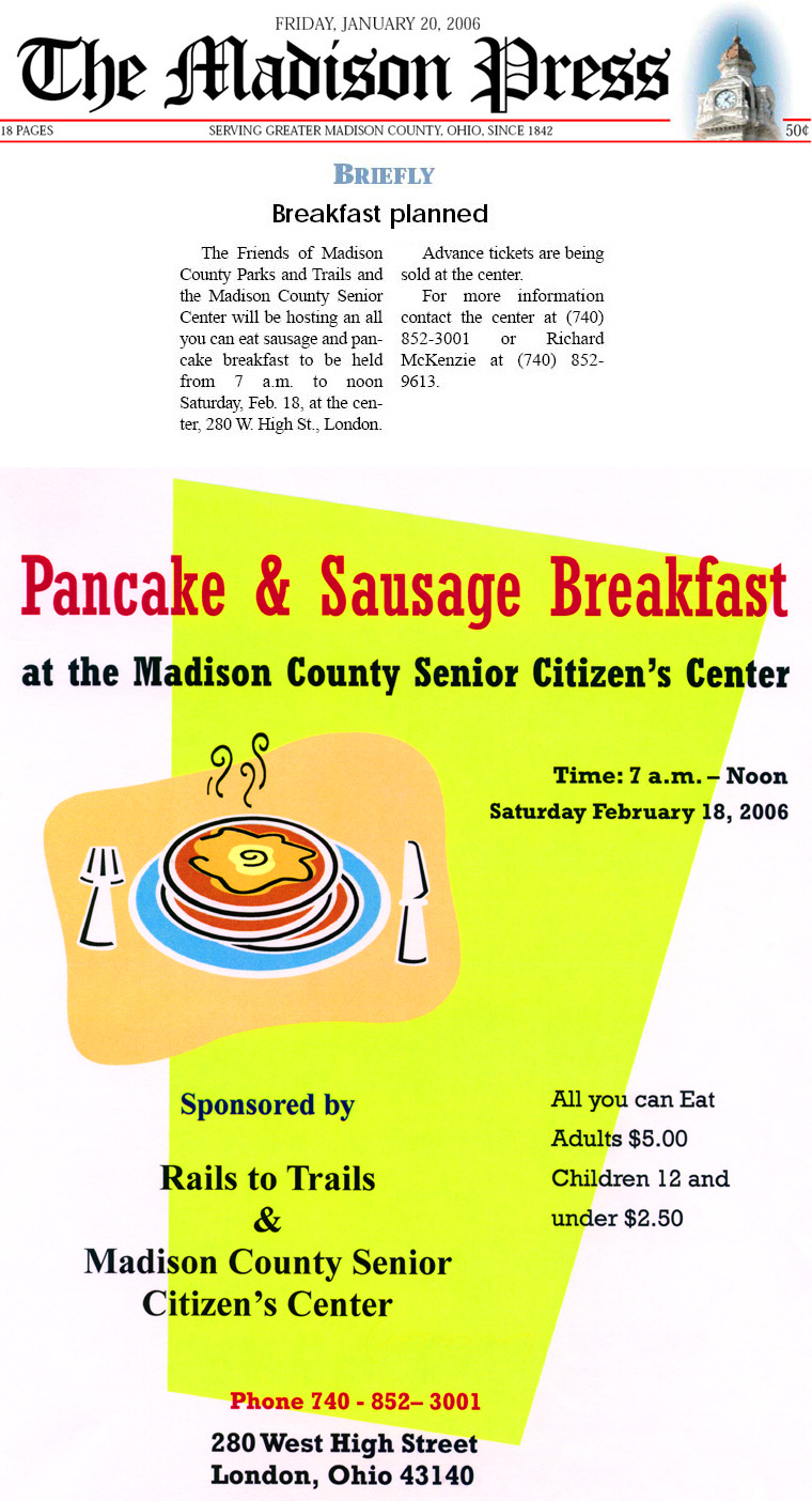 01-20-06 - Madison Press article: Breakfast planned