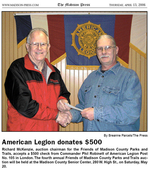 04-13-06 - Madison Press article: American Legion donates $500