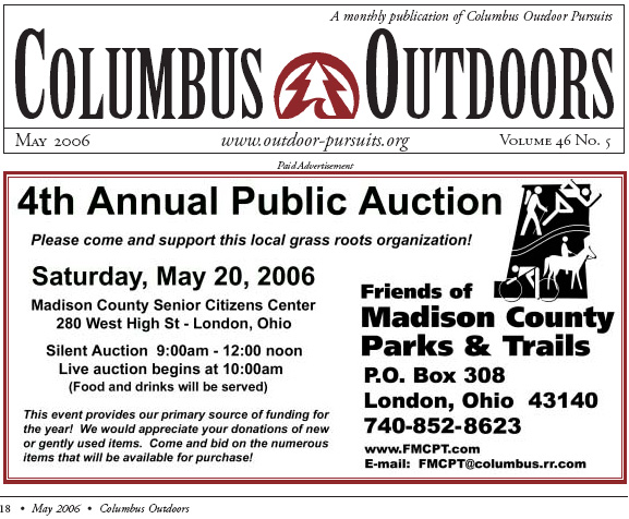 05-01-06 - Auction advertisement appears May issue of Columbus Outdoor Pursuits