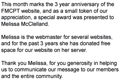 01-17-07 - Melissa McClelland receives special recognition during the FMCPT Annual Membership Meeting.