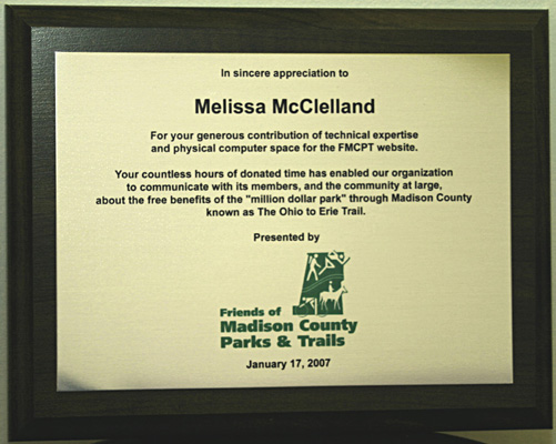 01-17-07 - Melissa McClelland receives special recognition during the FMCPT Annual Membership Meeting.