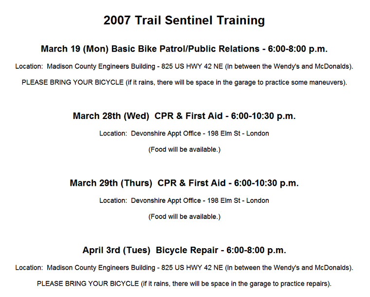 03-16-07 - Trail Sentinel Training