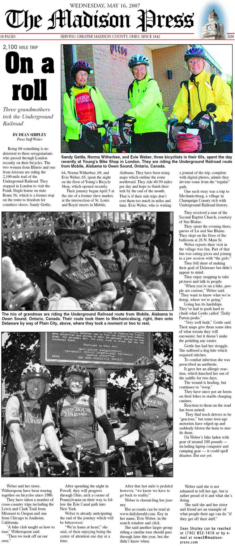 05-16-07 - Madison Press article: On A Roll