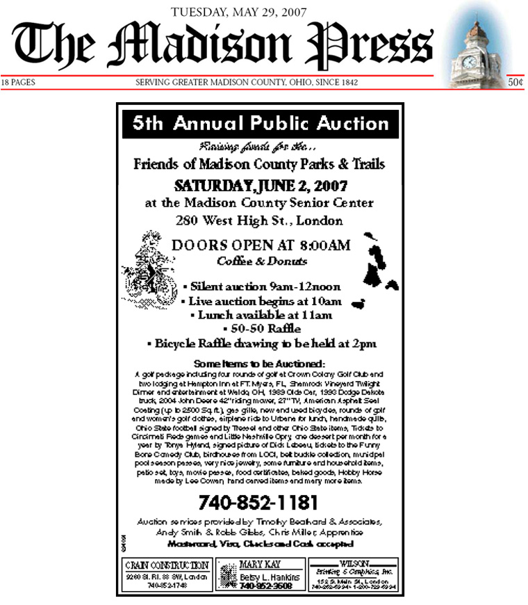 05-29-07 - Madison Press auction advertisement 