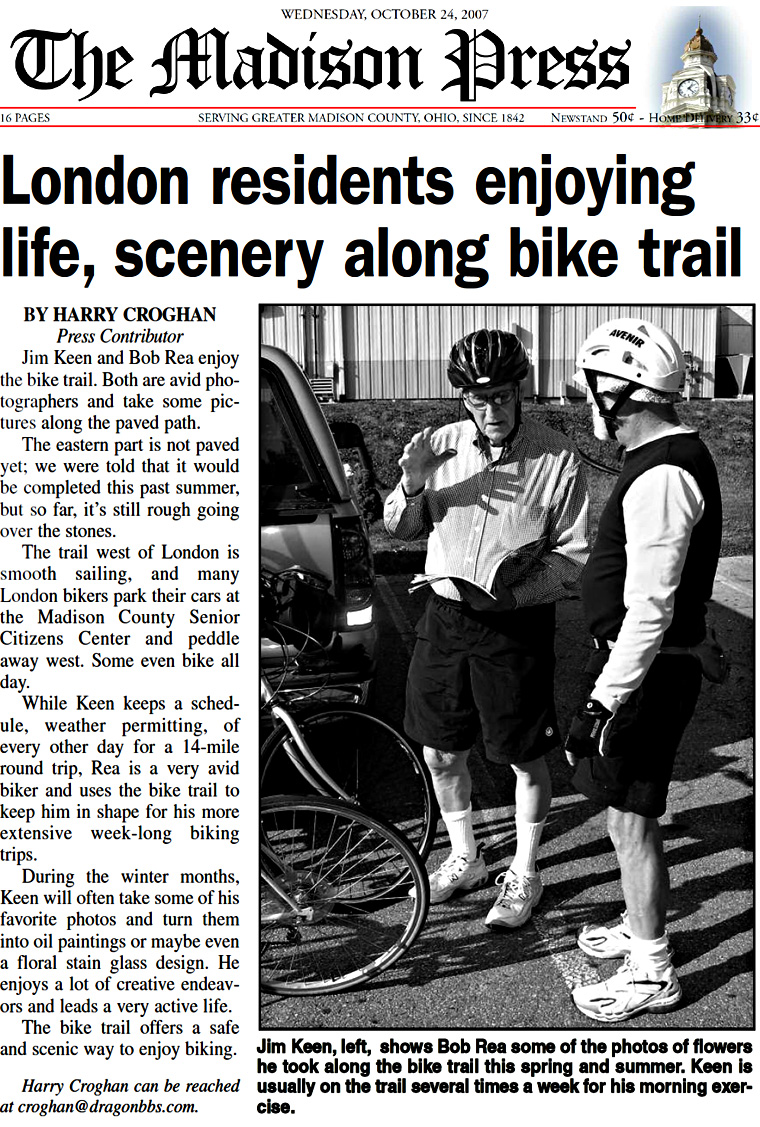 10-24-07 - Madison Press article: London residents enjoying life, scenery along the trail