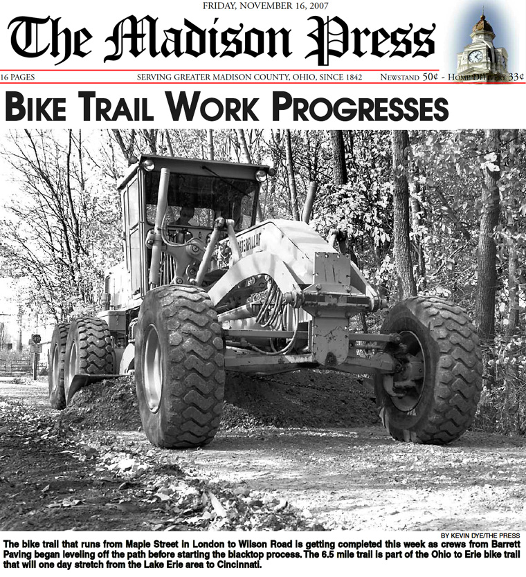 11-16-07 - Madison Press article: Bike Trail Work Progresses