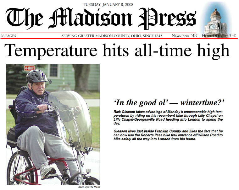 01-08-08 - Madison Press article: Temperature hits all-time high