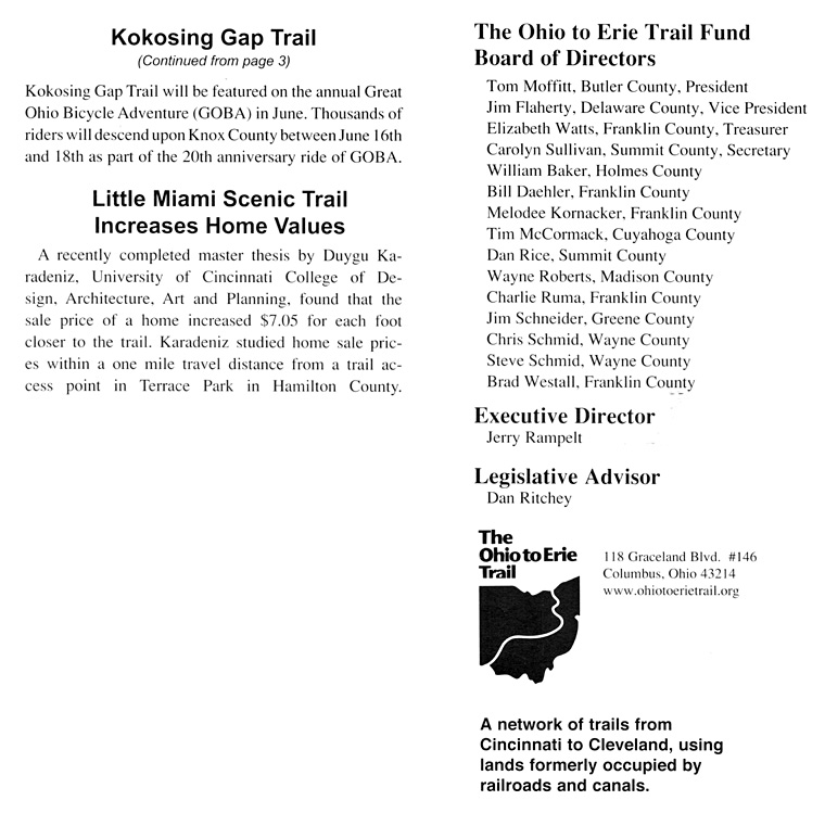 06-22-08 - Madison County Trail Dedication featured in the Ohio to Erie Trail Spring Newsletter