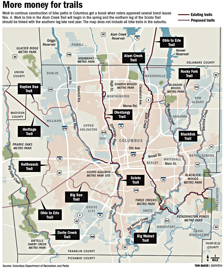 11-20-08 - Columbus Dispatch article:  City gets ready to roll in effort to link, improve bike trails