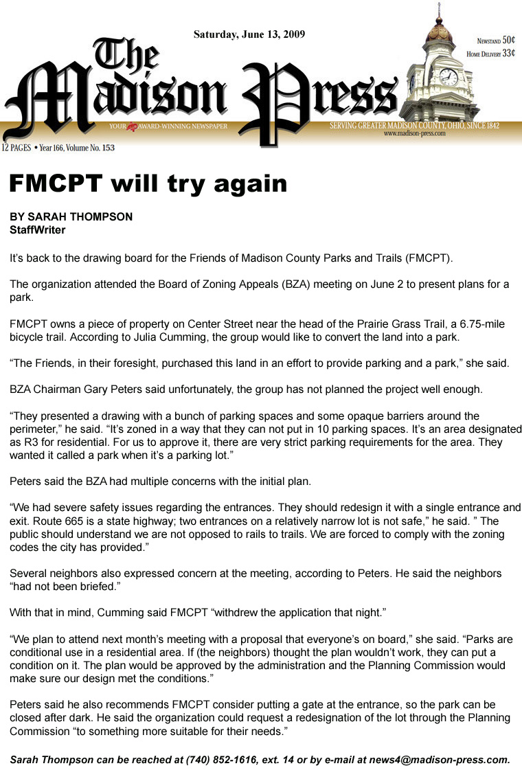 06-13-09 - Madison Press article: FMCPT will try again