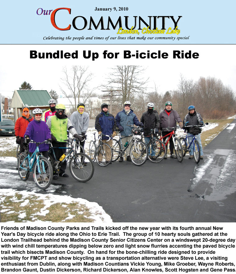 01-09-10 - Our Community article:  Bundled Up for B-icicle Ride