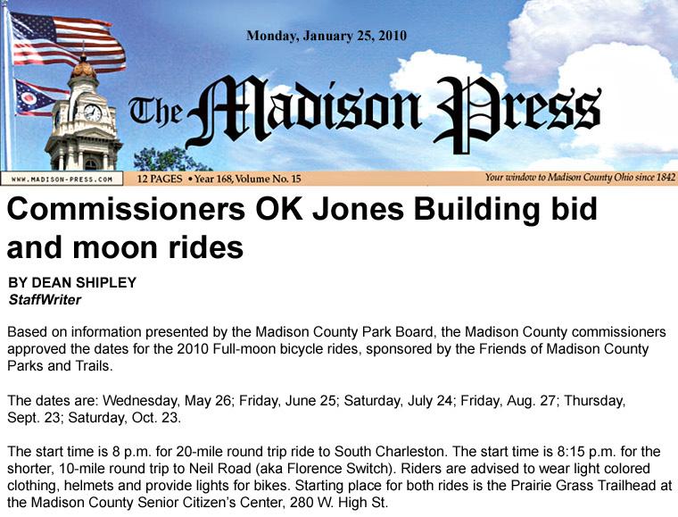 01-25-10 - Madison Press article:    Commissioners OK Jones Building bid and moon rides