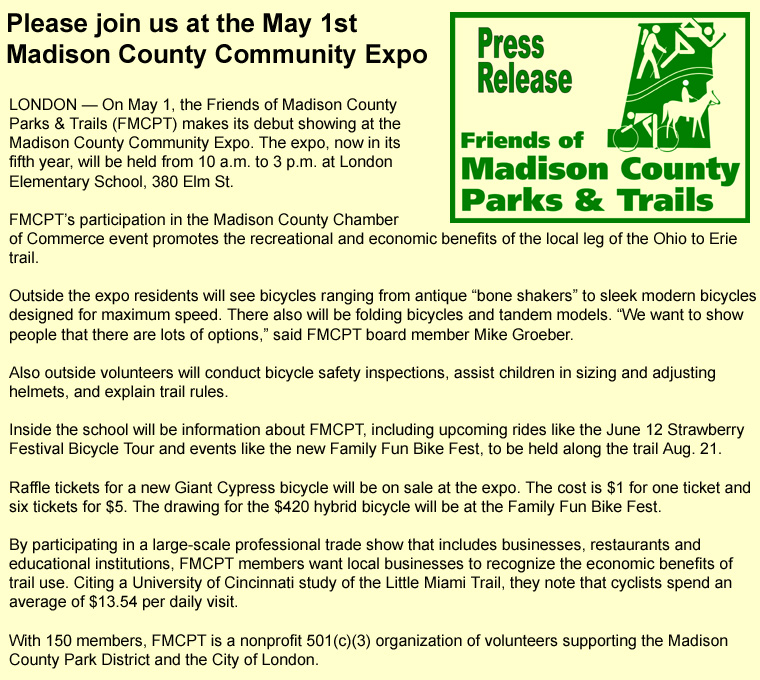 04-11-10 - FMCPT Press Release:  Please join us at the May 1st Madison County Community Expo