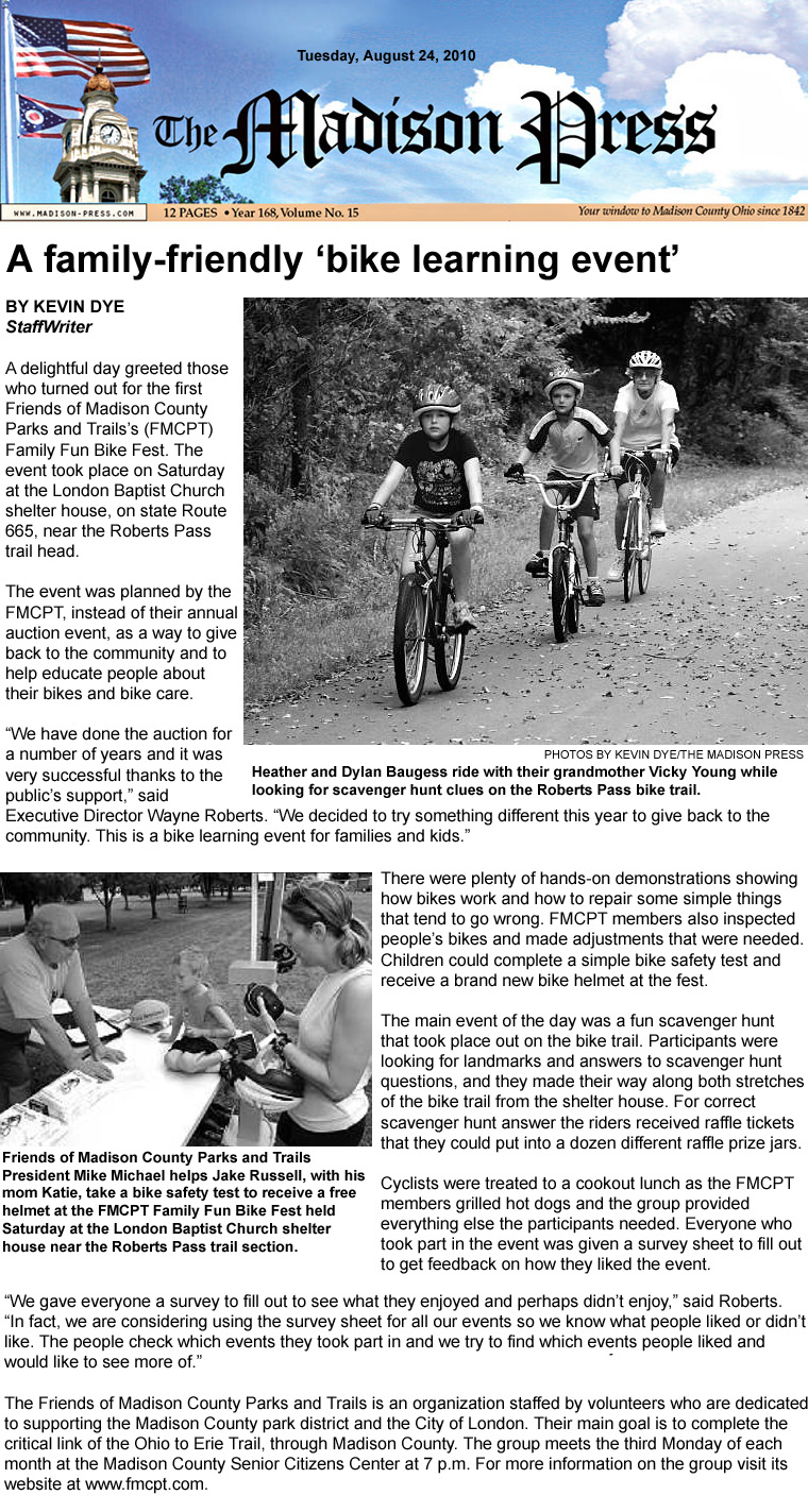 08-24-10 - Madison Press article:  A family-friendly ‘bike learning event’ 