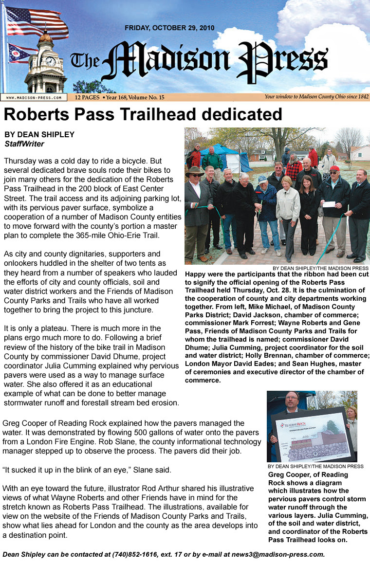 10-29-10 - Madison Press article:  Roberts Pass Trailhead dedicated