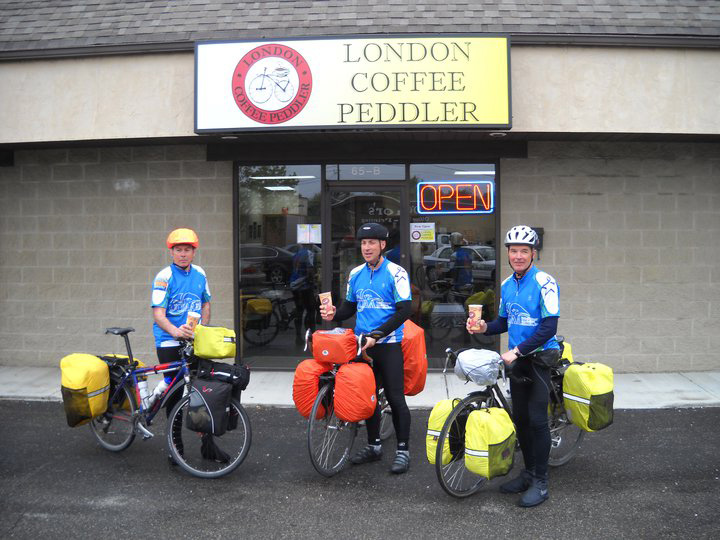 Riders visiting London Coffee Peddler