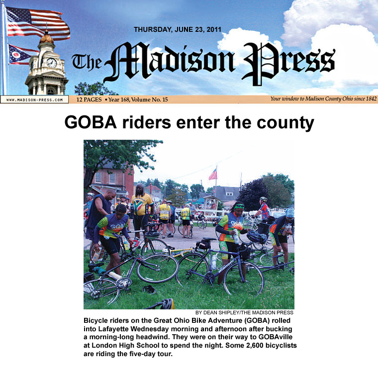 06-23-11 - Madison Press article: GOBA riders enter the county