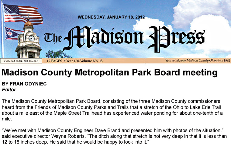 01-18-12 - Madison Press article: Madison County Metropolitan Park Board meeting