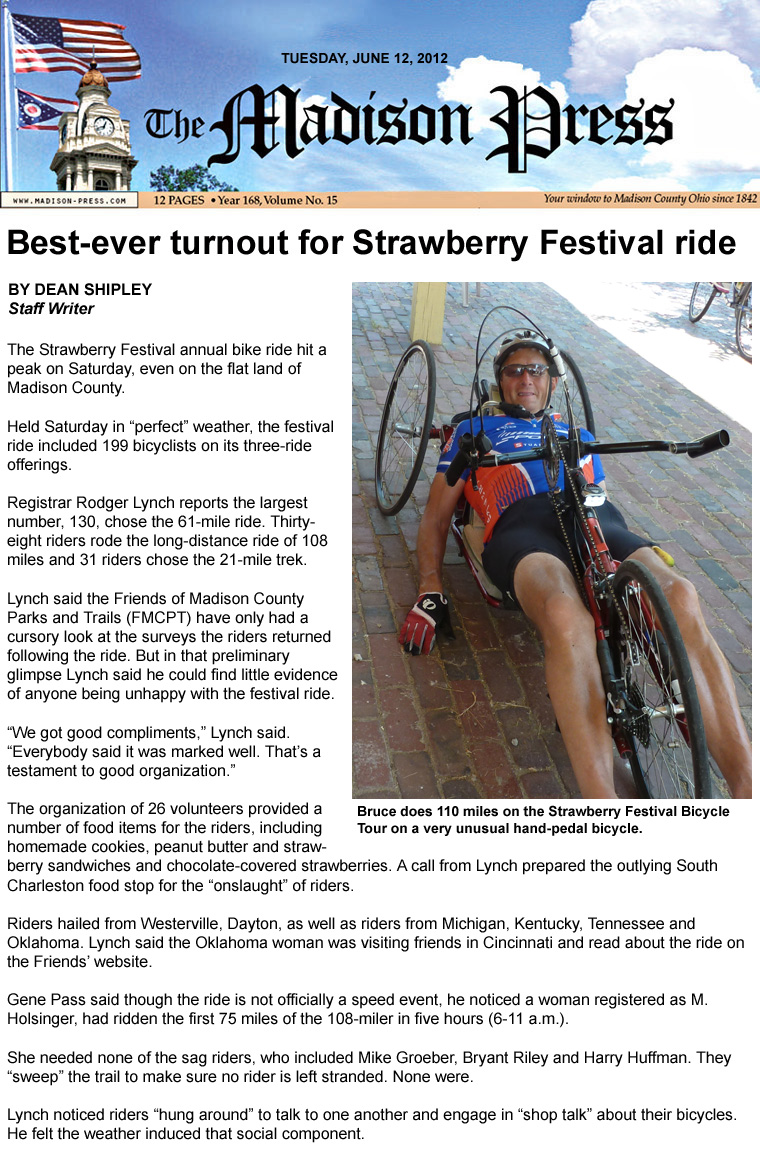 06-12-12 - Madison Press article: Best-ever turnout for Strawberry Festival ride