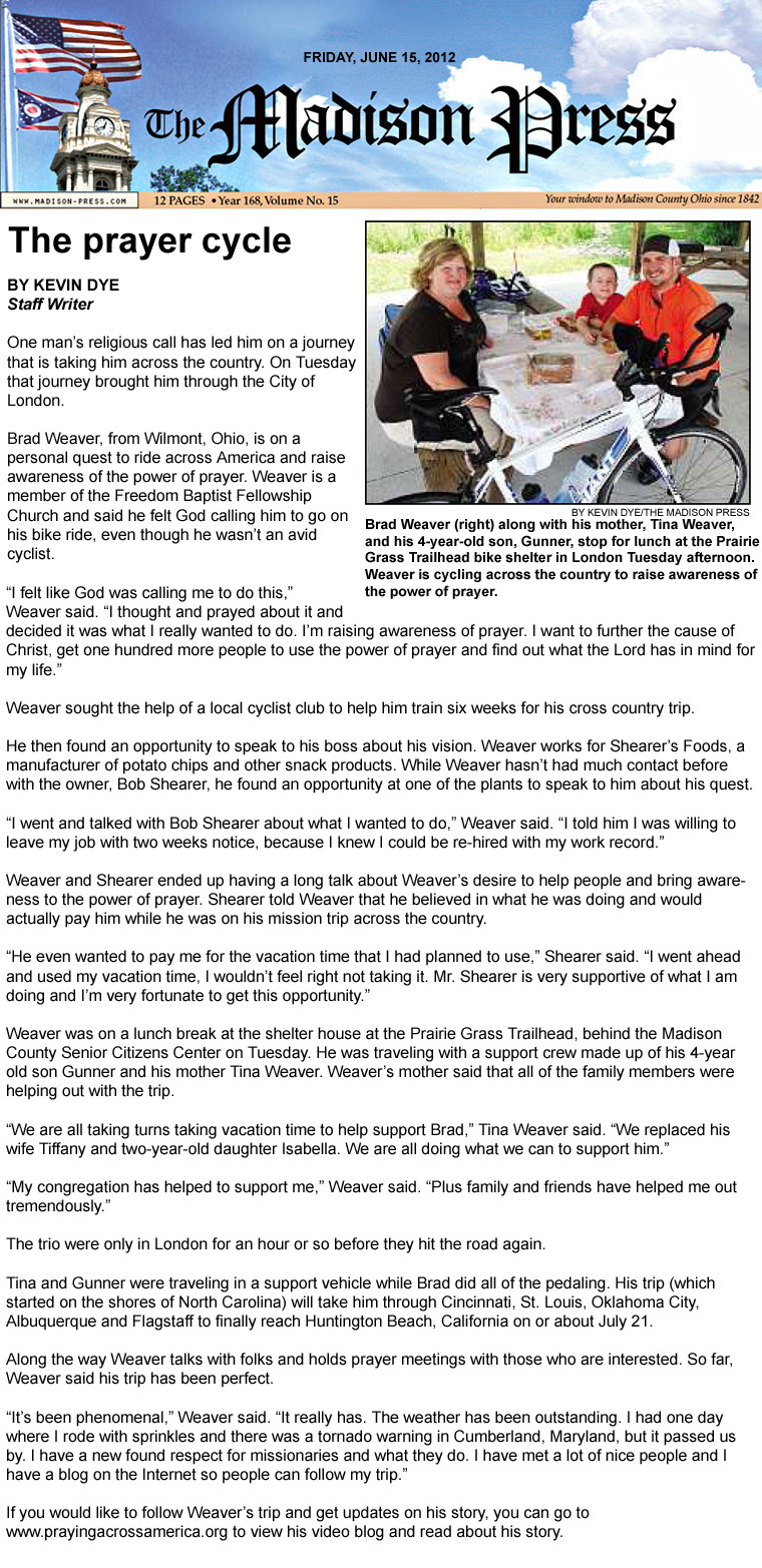 06-15-12 - Madison Press article: The prayer cycle