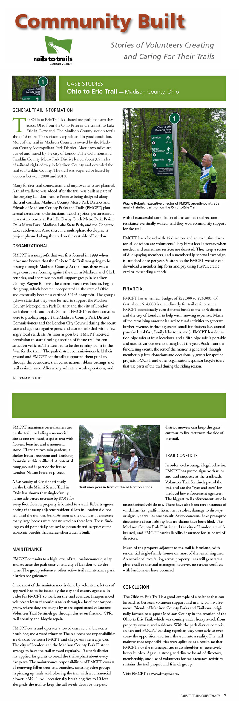 06-16-12 - Rails-to-Trails Conservancy releases 'Community Built', Stories of Volunteers Creating and Caring For Their Trails