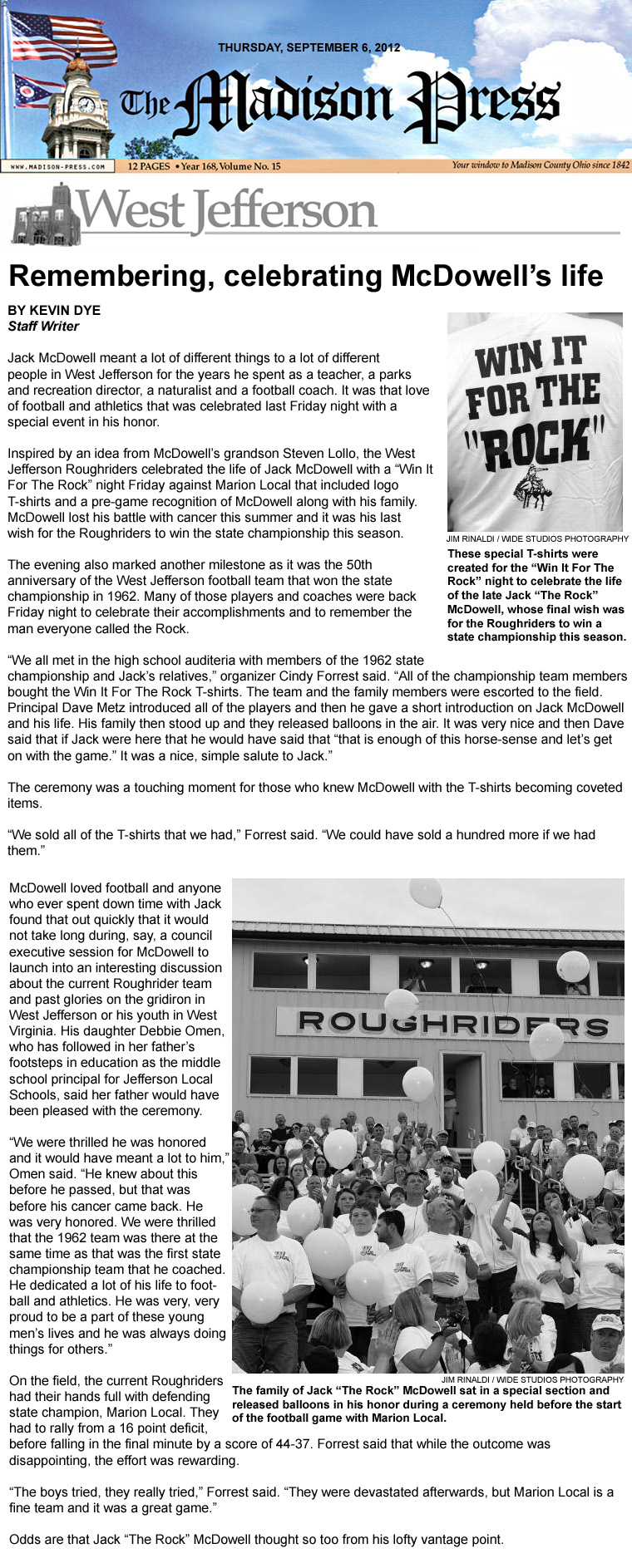 09-06-12 - Madison Press article: Remembering, celebrating McDowell's life