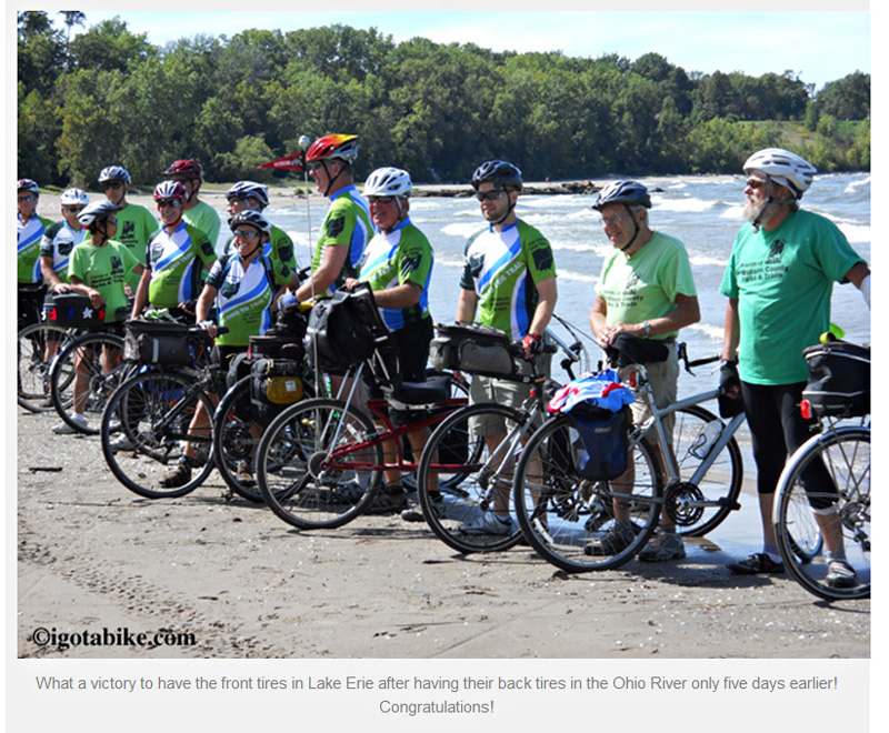 09-18-12 - igotabike blog posting: Photos of the The Friends of Madison County at the end of their bicycle ride on The Ohio To Erie Trail in Cleveland