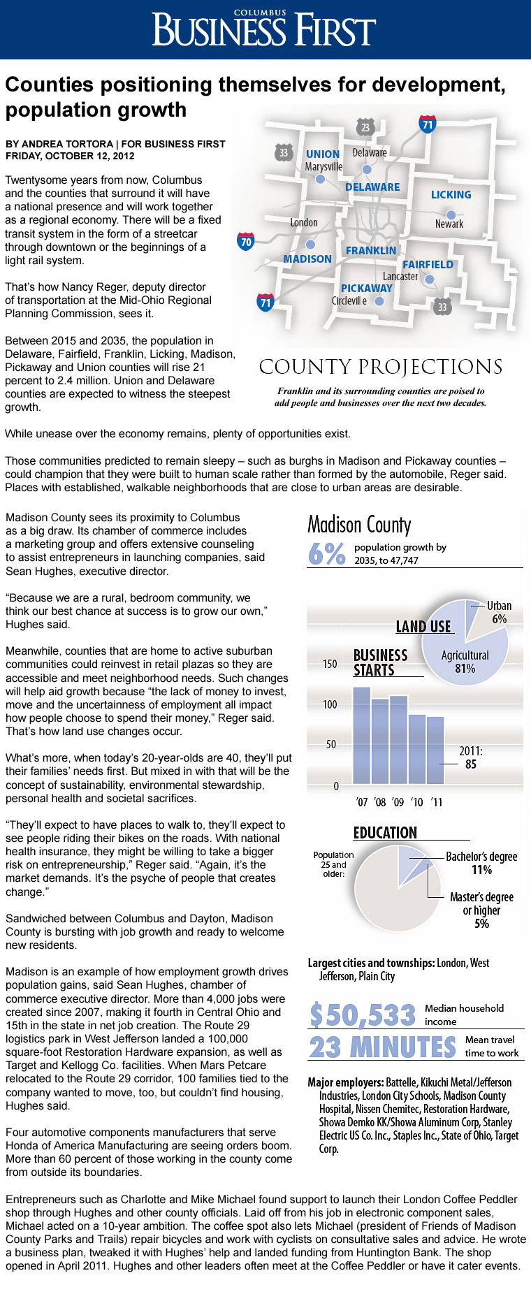 10-12-12 - Columbus Business First article: Counties positioning themselves for development, population growth