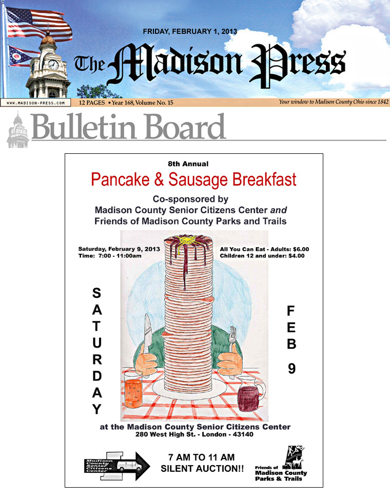 02-01-13 - Madison press article:  8th Annual Pancake and Sausage Breakfast