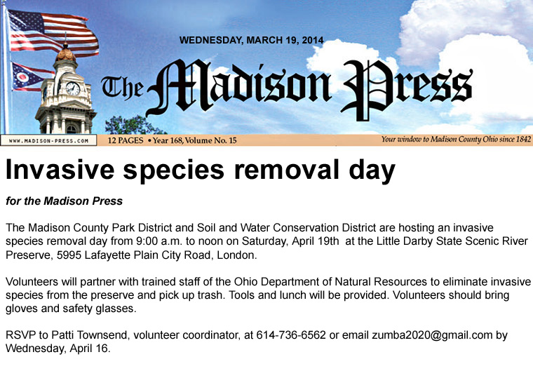 03-19-14 - Madison Press article:  Invasive species removal day