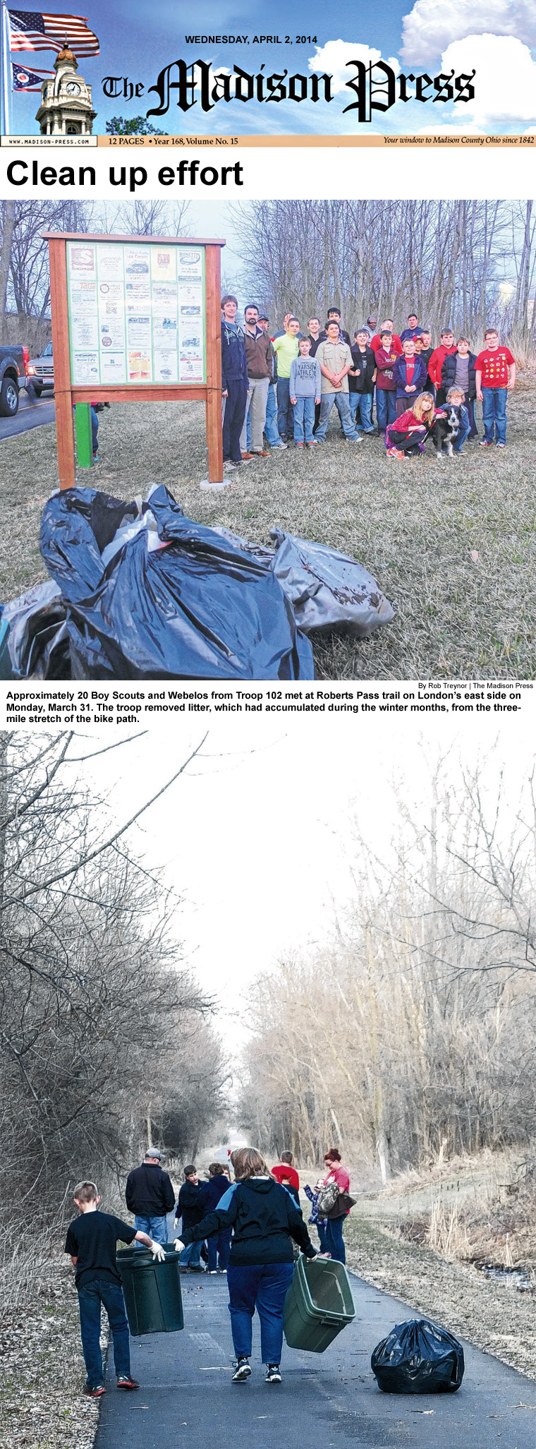 04-02-14 - Madison Press article:  Clean up effort