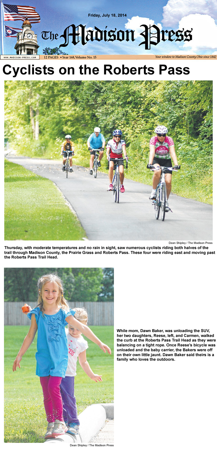 07-18-14 - Madison Press article: Cyclists on the Roberts Pass