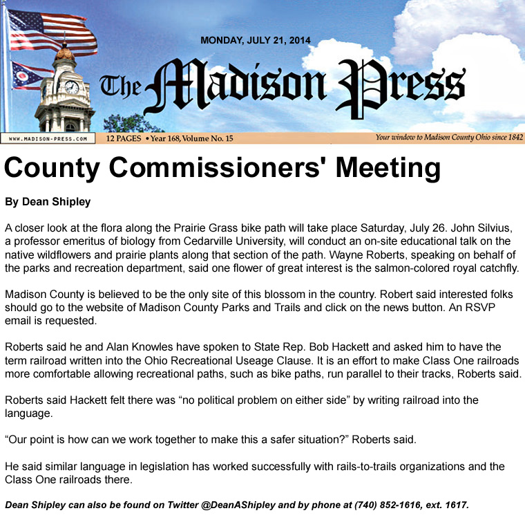 07-21-14 - Madison Press article: County Commissioners' Meeting