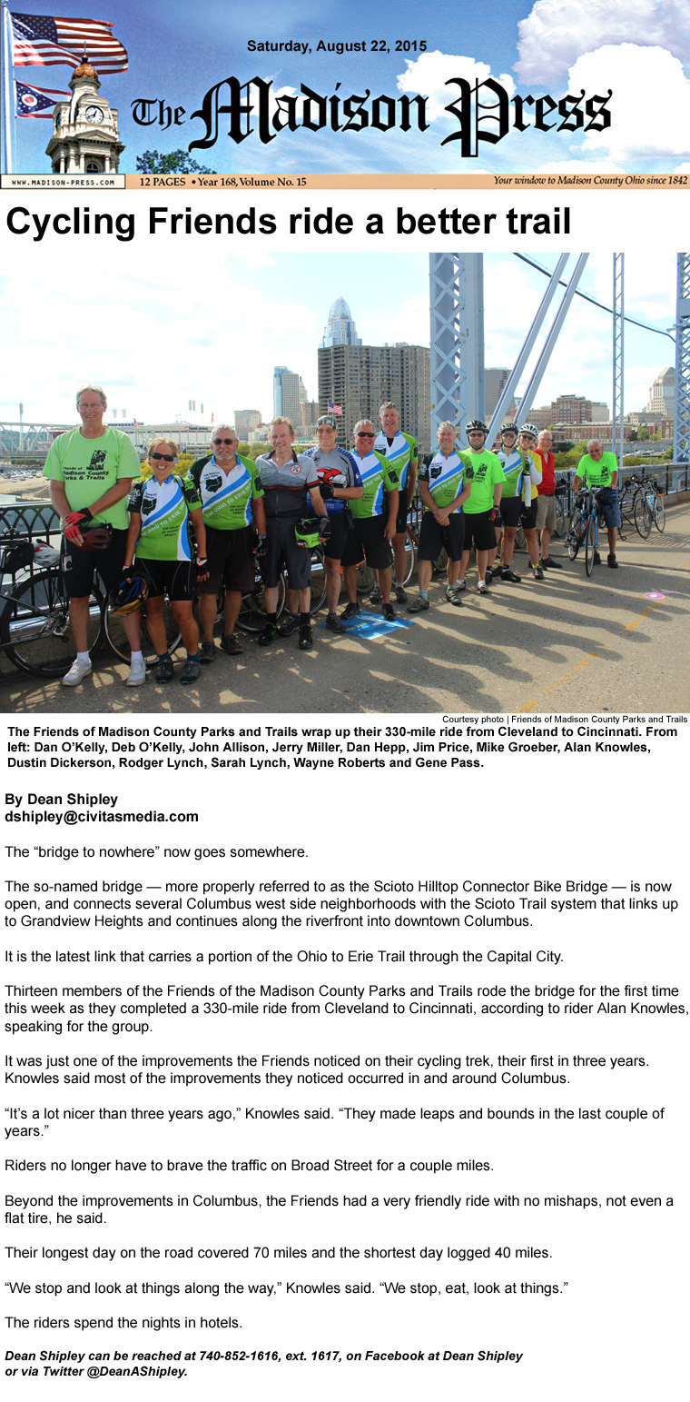 08-22-15 - Madison Press article:  Cycling Friends ride a better trail