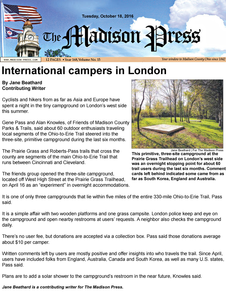 10-18-16 - Madison Press article:  International campers in London