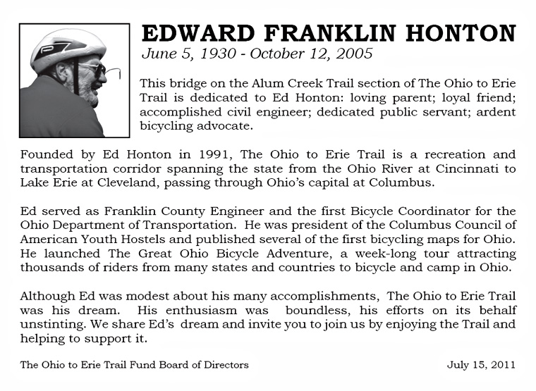 07-15-11 - Dedication of Ed Honton Bridge - Bronze Marker