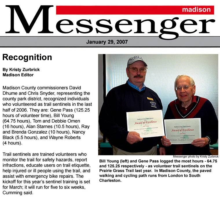 01-29-07 - Madison County Commissioners recognize Trail Sentinels during 2007 Annual Membership Meeting.